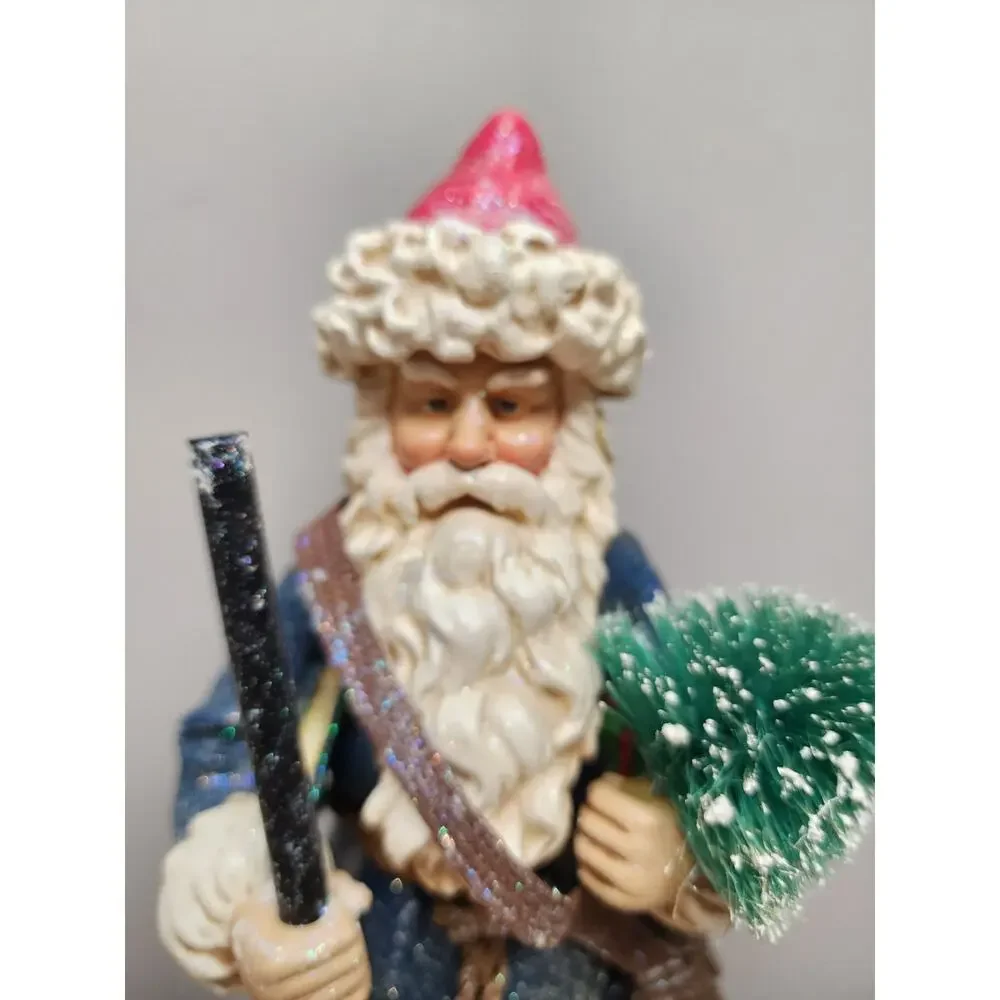 Department 56 Santa Holding Tree Bag & Stick Statue Figure for Mantle Table 12